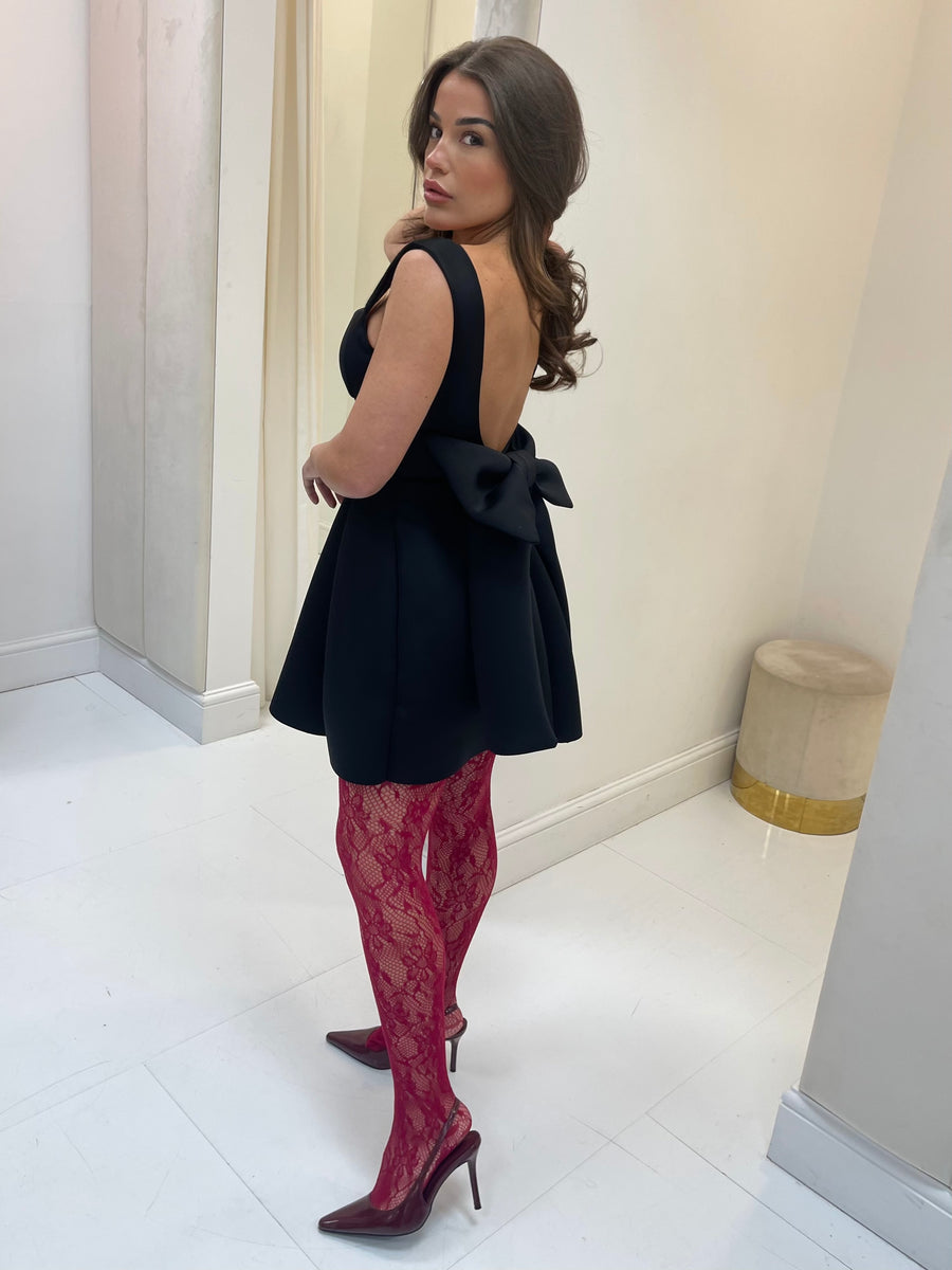 Katy Black Back Bow Dress – ellatino london