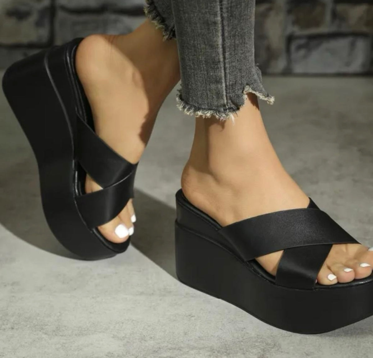 Saige black wedges – ellatino london